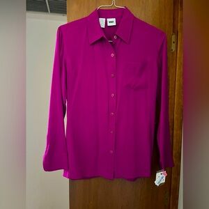 DKNY Women's Fuchsia Button-Down Shirt